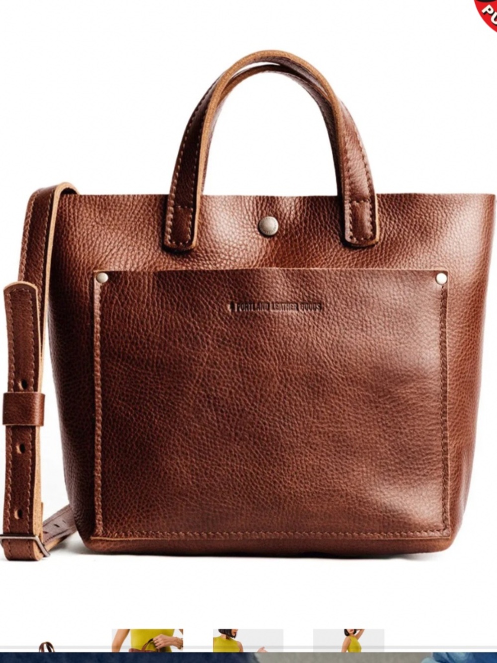 Portland leather goods MINI CROSSBODY TOTE in Nutmeg